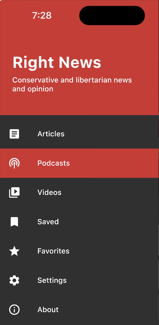 app main menu